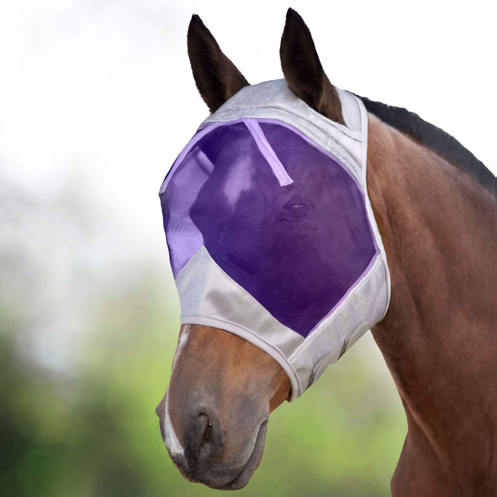 Harrison Howard CareMaster Thick Fleece Padding Translucent Fine Mesh Horse Fly Mask Standard Moonlight Silver Medium Cob — view 8