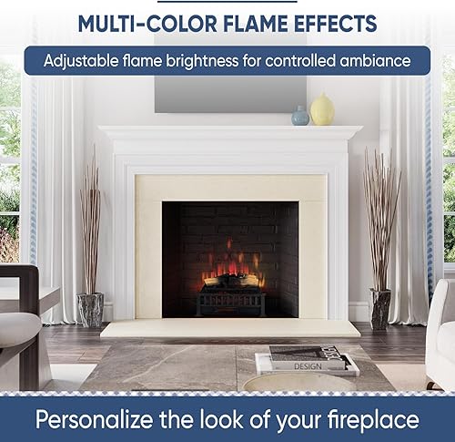 Miniatura 4 de Country Living Juego de troncos eléctricos de 23 pulgadas  Calentador de 1000 pies cuadrados  Inserto de troncos falsos con llamas infrarrojas para