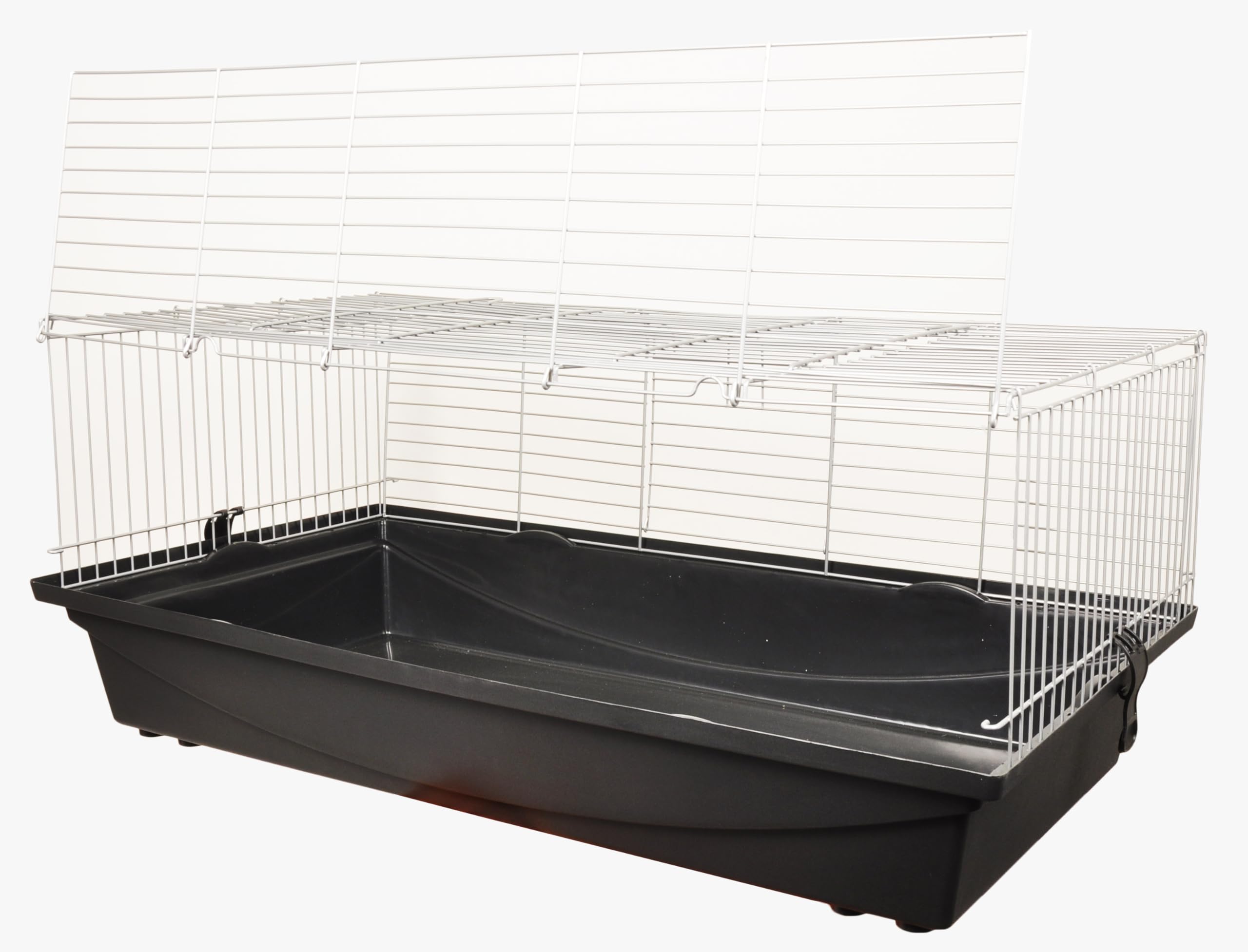 Flamingo Kleintierkäfig Eppo – Silber/Schwarz, XL (100 cm) | Geräumiger & robuster Käfig für Kaninchen & Meerschweinchen