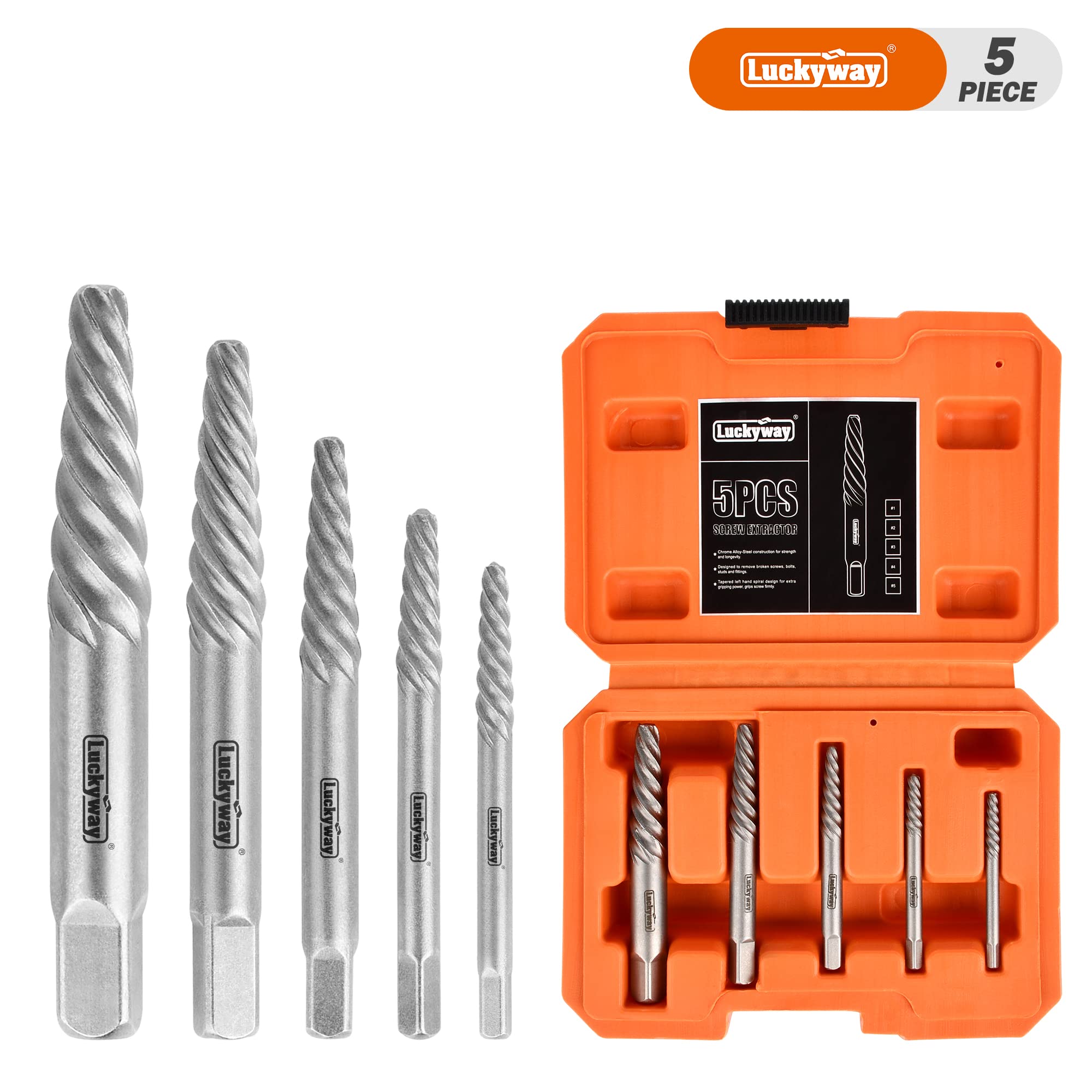 SUNJOYCO Damaged Screw Extractor Set – 8-Piece Stripped Bolt Extractor Kit For Rusty & Broken Hardware, With Storage Box, Gifts For Men