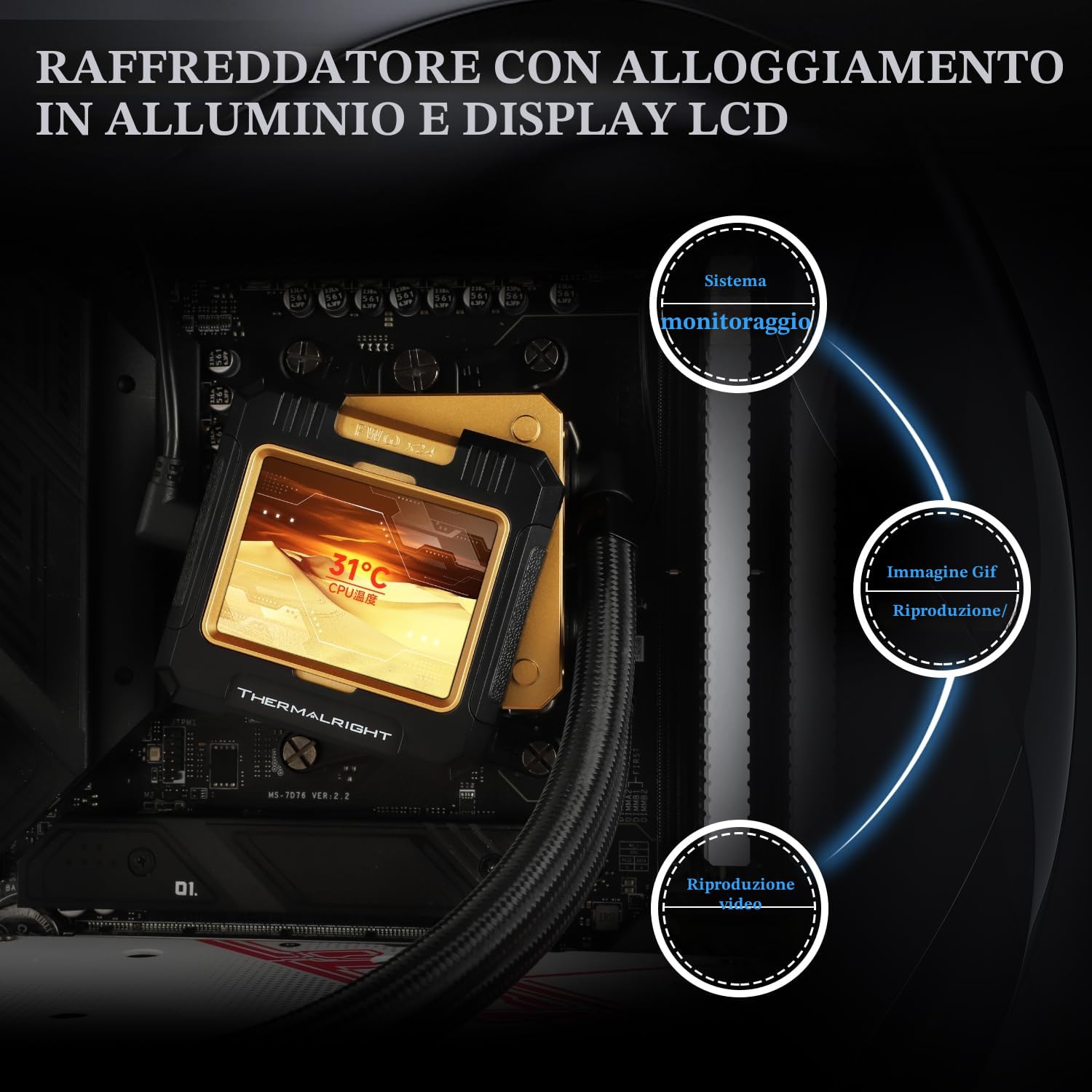 THERMALRIGHT FW 360 - Raffreddamento ad Acqua CPU Nero Con 3 Ventole PWM, Schermo LCD IPS 320 x 240, AIO 360, Liquido per AMD/Intel PC