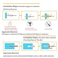 Vista 4 de 3 tamaños de anclajes autoperforantes para paneles de yeso, 166 anclajes de pared de plástico de nailon y tornillos para paneles de yeso,