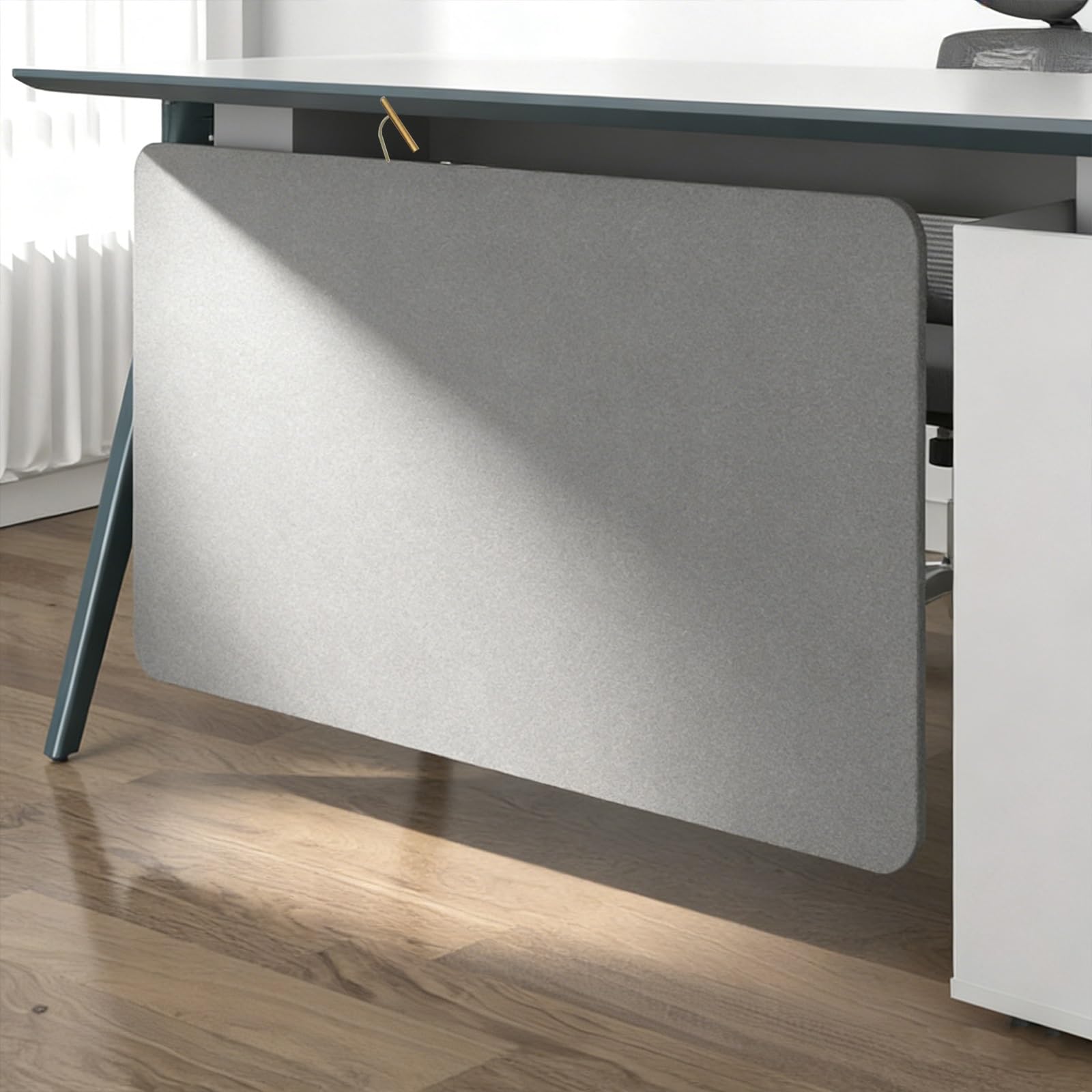 Pannello divisorio da scrivania con morsetto, acustico, divisorio insonorizzato sotto la scrivania, grigio chiaro, 70 cm, divisorio per ufficio per postazione di lavoro privacy
