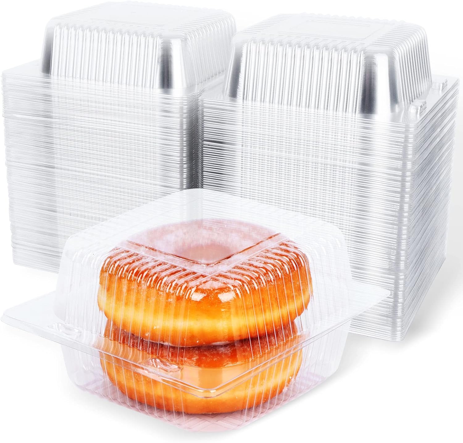 LUOFUR 200 PCS Plastic Take Out Containers with Hinged Lids,Clear