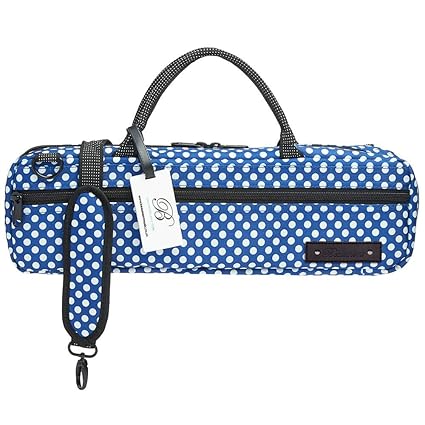 Flute Case Cover - Beaumont C-Foot Flute Bag - Blue Polka Dot