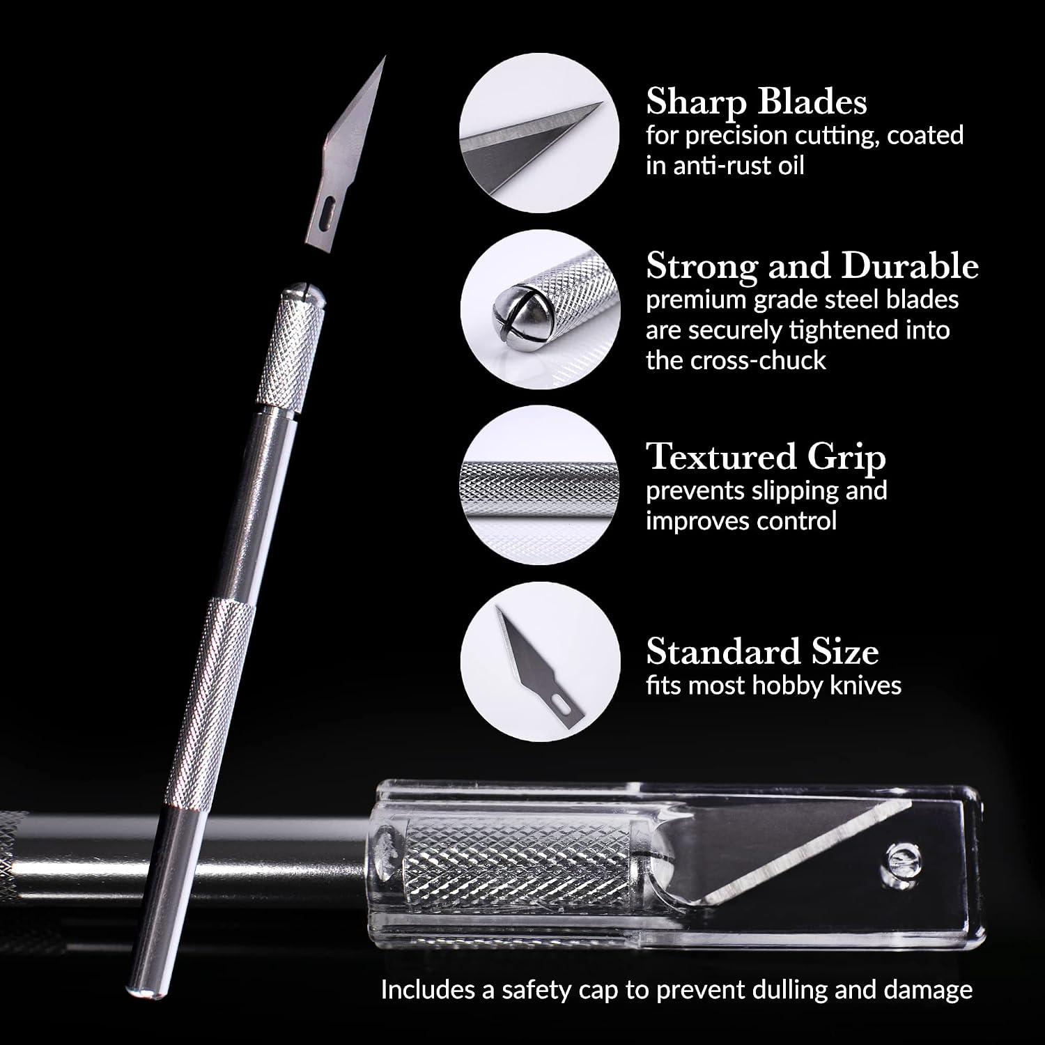 WA Portman Premium Hobby Knife Set with Sharp Craft Knife Blades -12 pc Precision Knife Set - #11 Utility Art Knife Blades - Craft Knife Set & Craft Blades - Art Knives & Blades