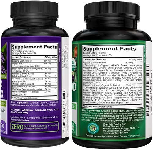 Miniatura 8 de Potent Garden Paquete de bienestar diario - Complejo Candida + verduras orgánicas de superalimentos