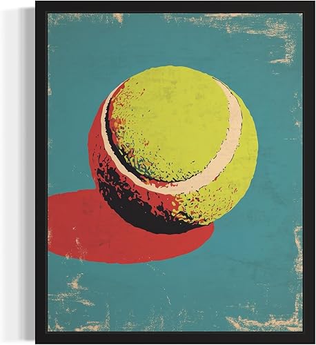 Póster impreso de pelota de tenis, arte retro vintage para pared, obras de arte clásicas para decoración de dormitorio, sala de estar, galería 14C