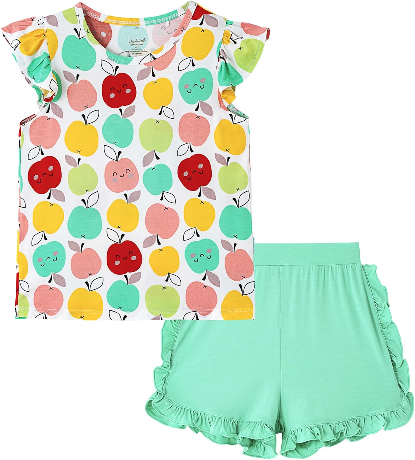 Toddler Girls Summer Outfits Sleeveless Tank Top and Shorts 2-piece Kids Clothes, Viscose Made from Bamboo 2-6Years