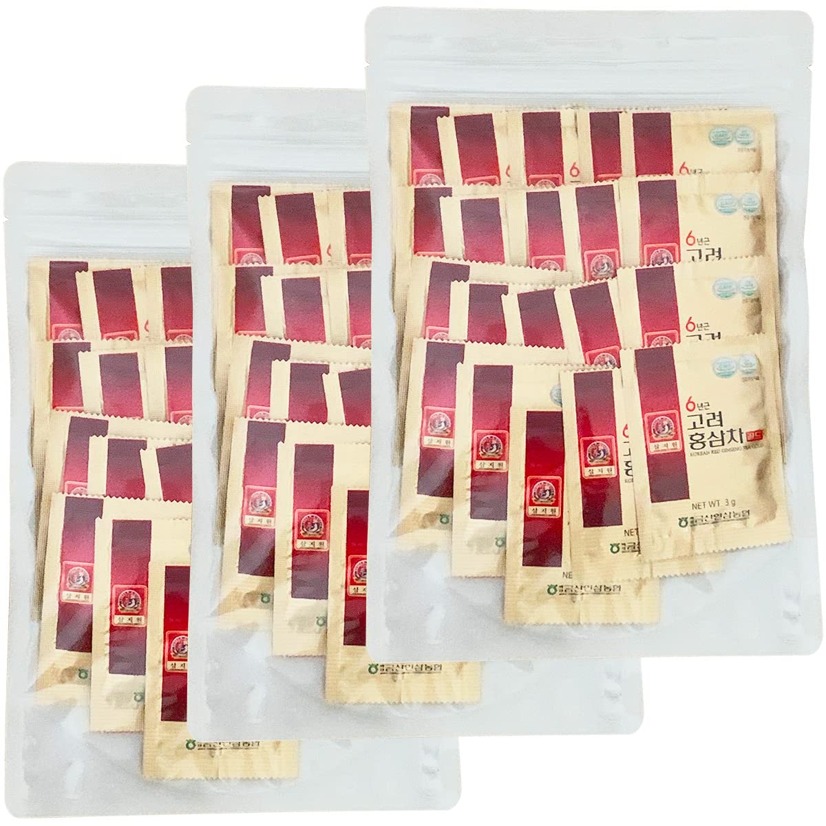 Amazon.co.jp: 6年根 高麗紅参茶GOLD (3g×20包) 3袋セット/ 高麗人参 