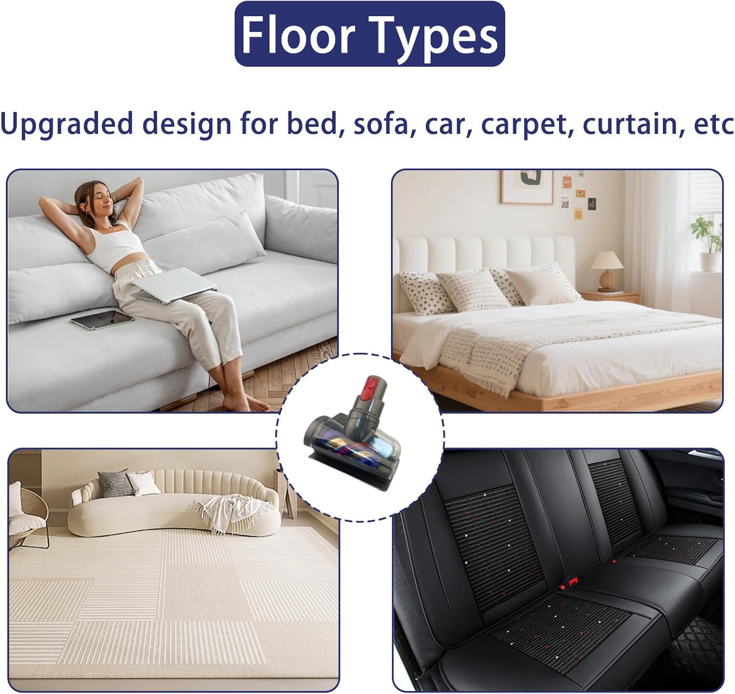 Motorized Tool Brush Head Mini for Dyson V10 Slim & V12 Vacuum Cleaner, Anti-Tangle Brush Head Mattress Tool for Bed, Sofa, Car, Carpet & Curtain