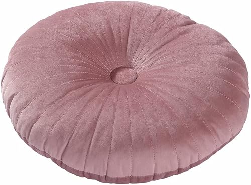 HLOVME Cojín redondo para sofá, almohada decorativa de terciopelo pequeña, color sólido para sala de estar, cama, suelo, 13.7 pulgadas, rosa