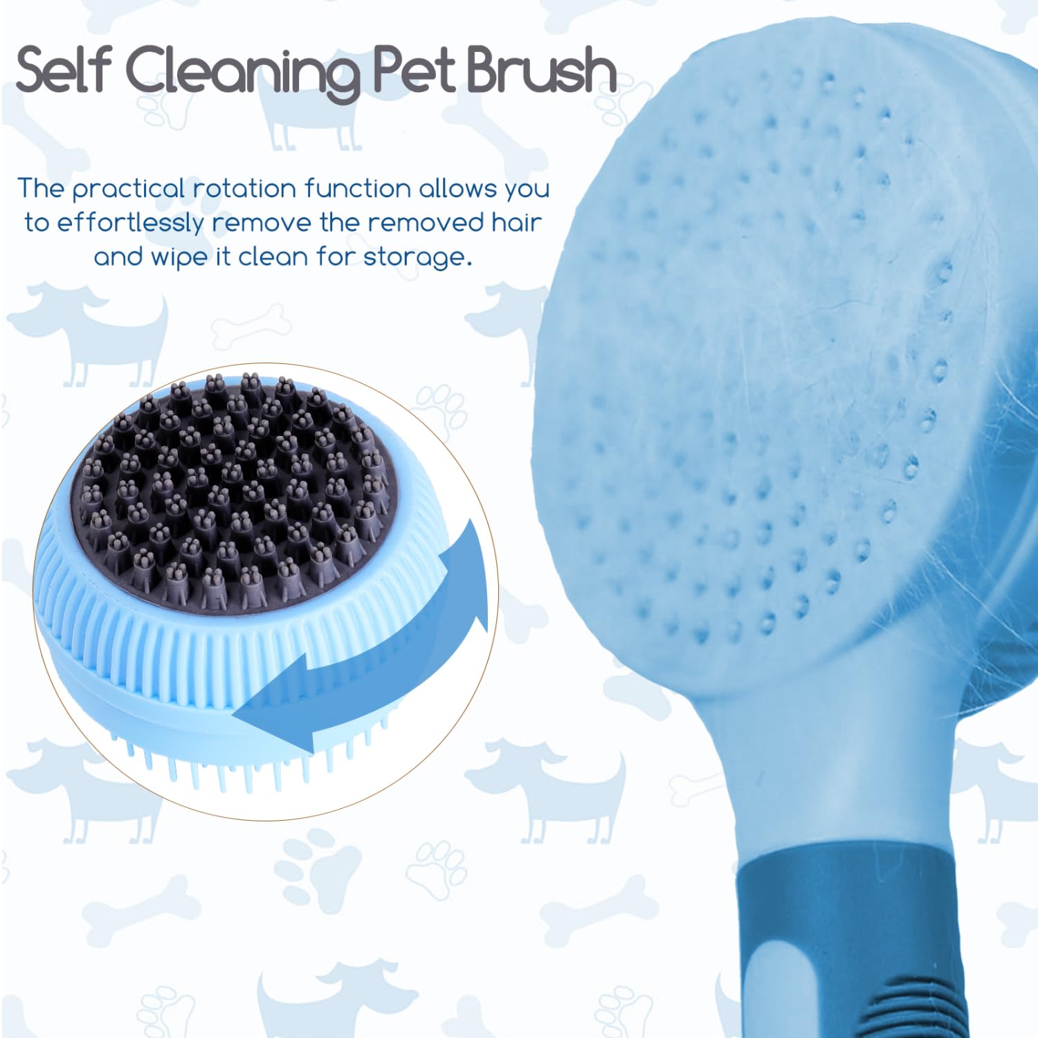 Nobleza 2 in 1 Double Sided Cat Grooming Brush, Self Cleaning, Massage Brush for Long and Short Haired Cats & Dogs - Image 4