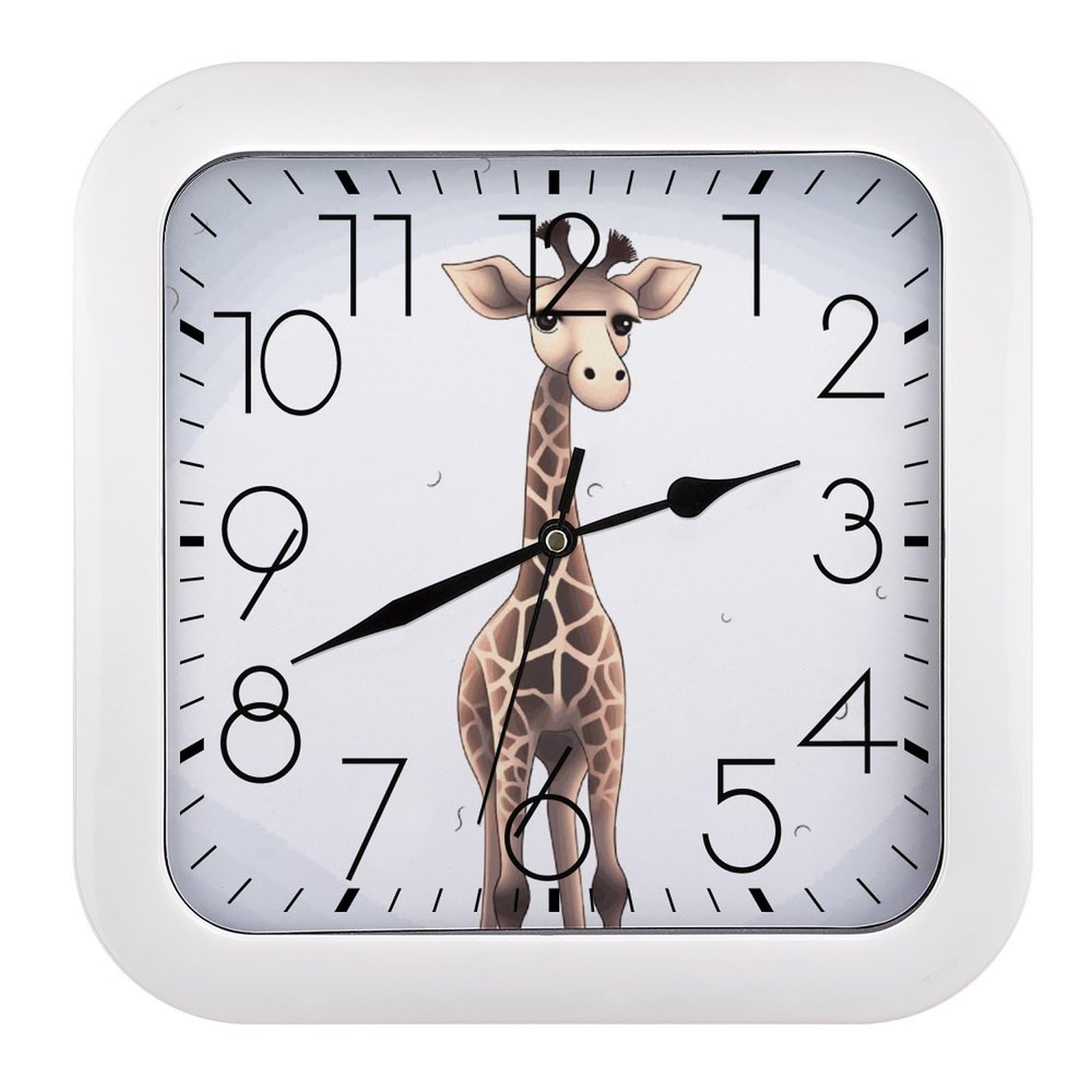 Horloge murale girafe rétro de forme carrée et silencieuse