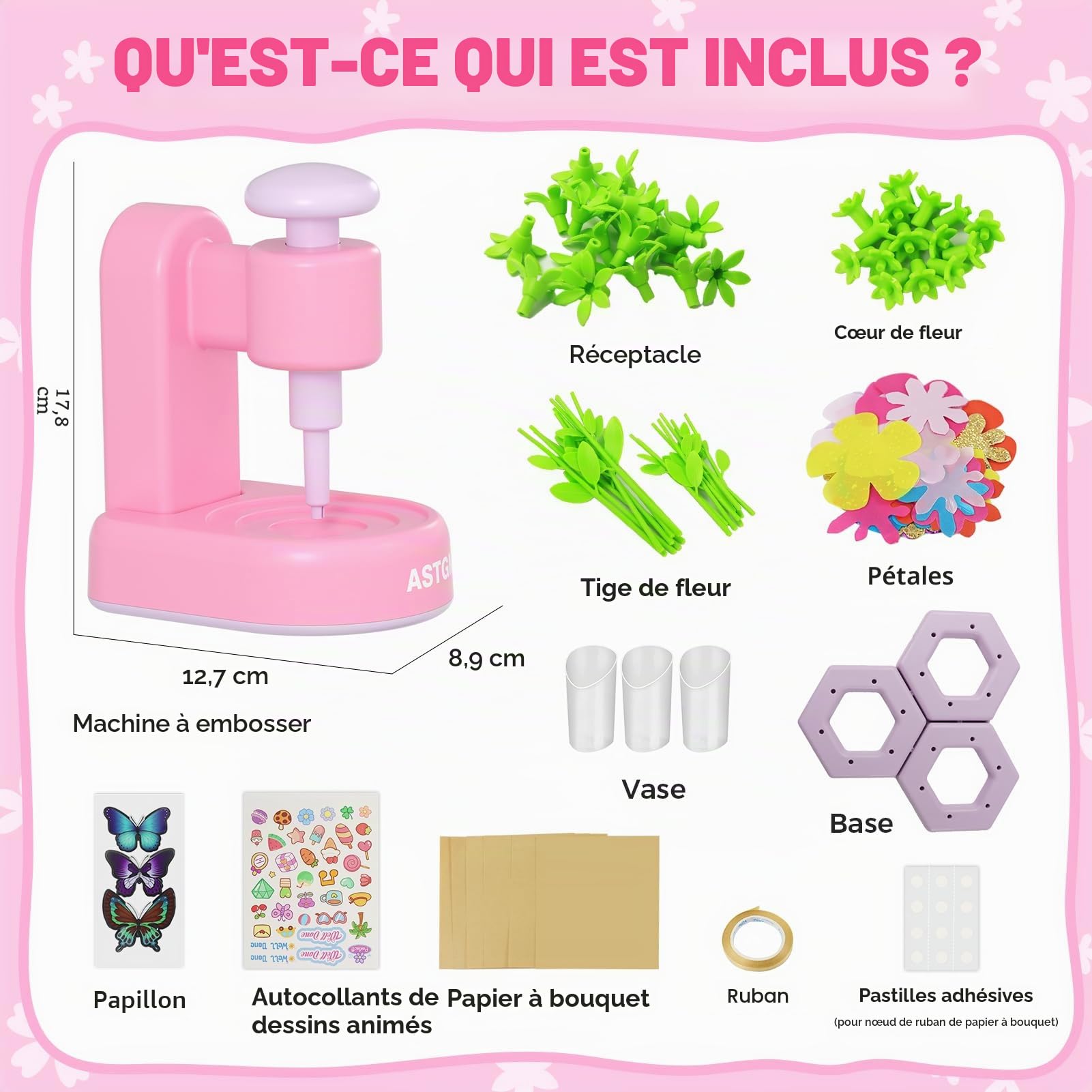 ASTGMI Kit Création Bouquet de Fleurs DIY, Cadeau Fille 3-10 Ans, Jouet Fleurs Enfant