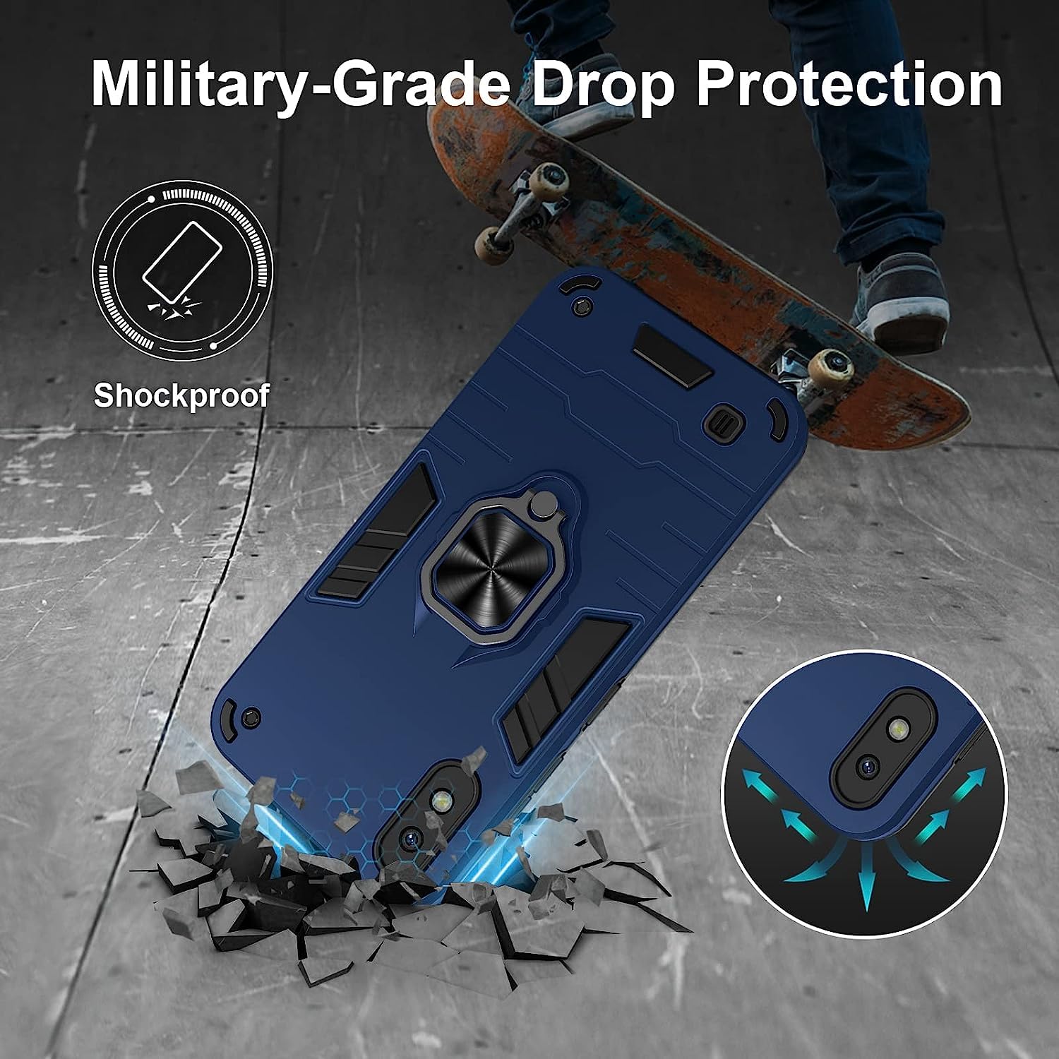 Funda para CMF Phone 2 Pro, Carcasa Antigolpes con Soporte anular metálico, Case Protectora de Grado Militar, Negro — view 1184