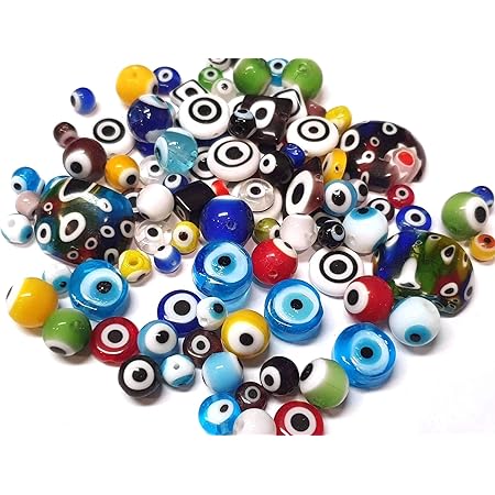Nbeads 10 Arten Von Perlen 350 Stuck 8 Mm Flach Rund Boses Auge Lampwork Perlen Bunt Lose Perlen Fur Armbander Ketten Schmuckherstellung Amazon De Fashion