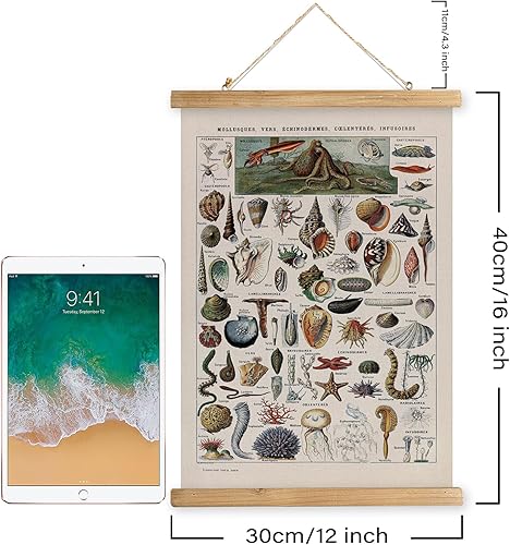 Miniatura 267 de XIAOAIKA Póster de botánica vintage con marco de madera, tabla de plantas venenosas antiguas, arte educativo botánico con especies peligrosas, 1