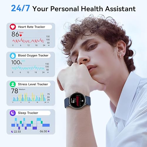 Miniatura 4 de Relojes inteligentes Fitpolo para hombres/mujeres, reloj inteligente redondo de 1.27" con rastreador de fitness y llamadas Bluetooth