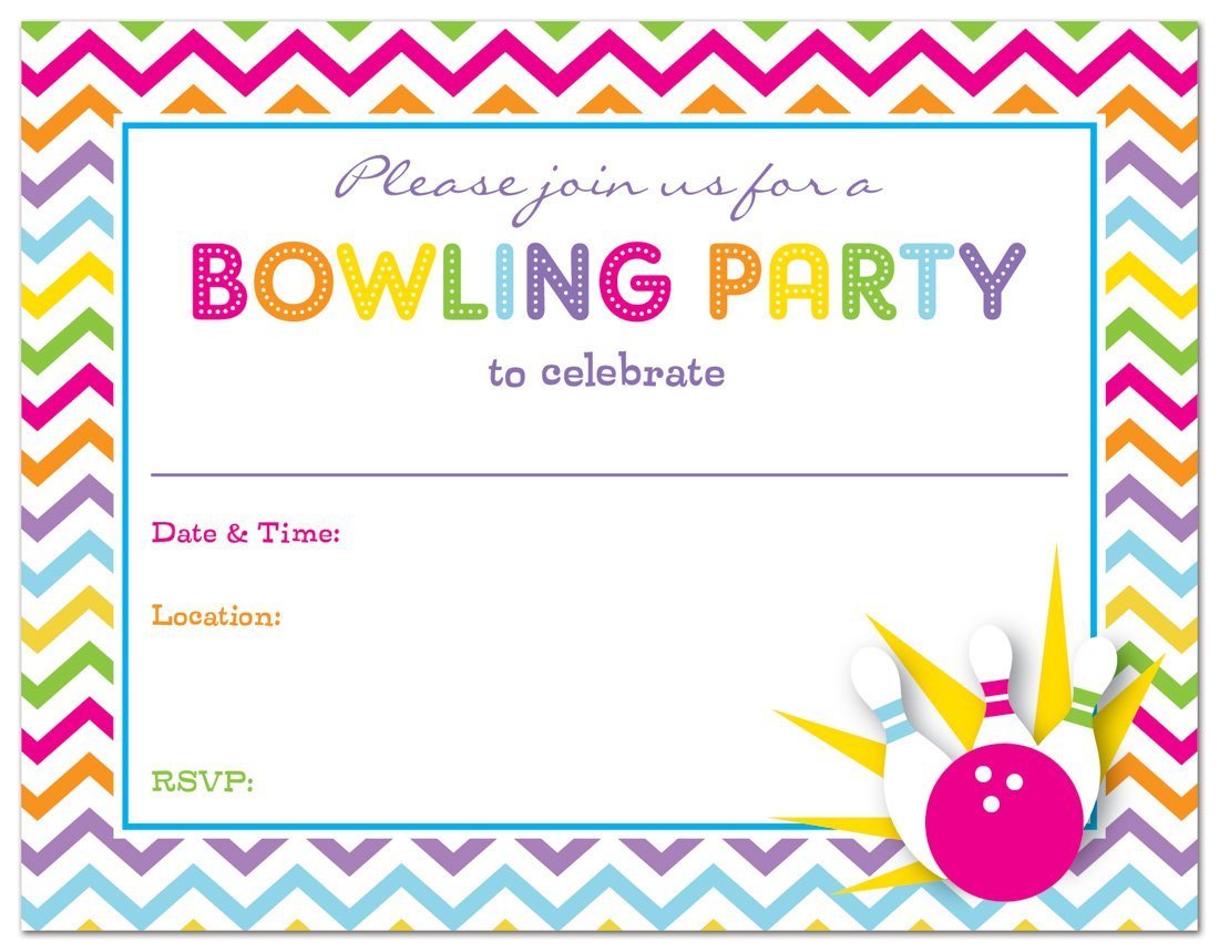 Printable Girls Bowling Party Invitations