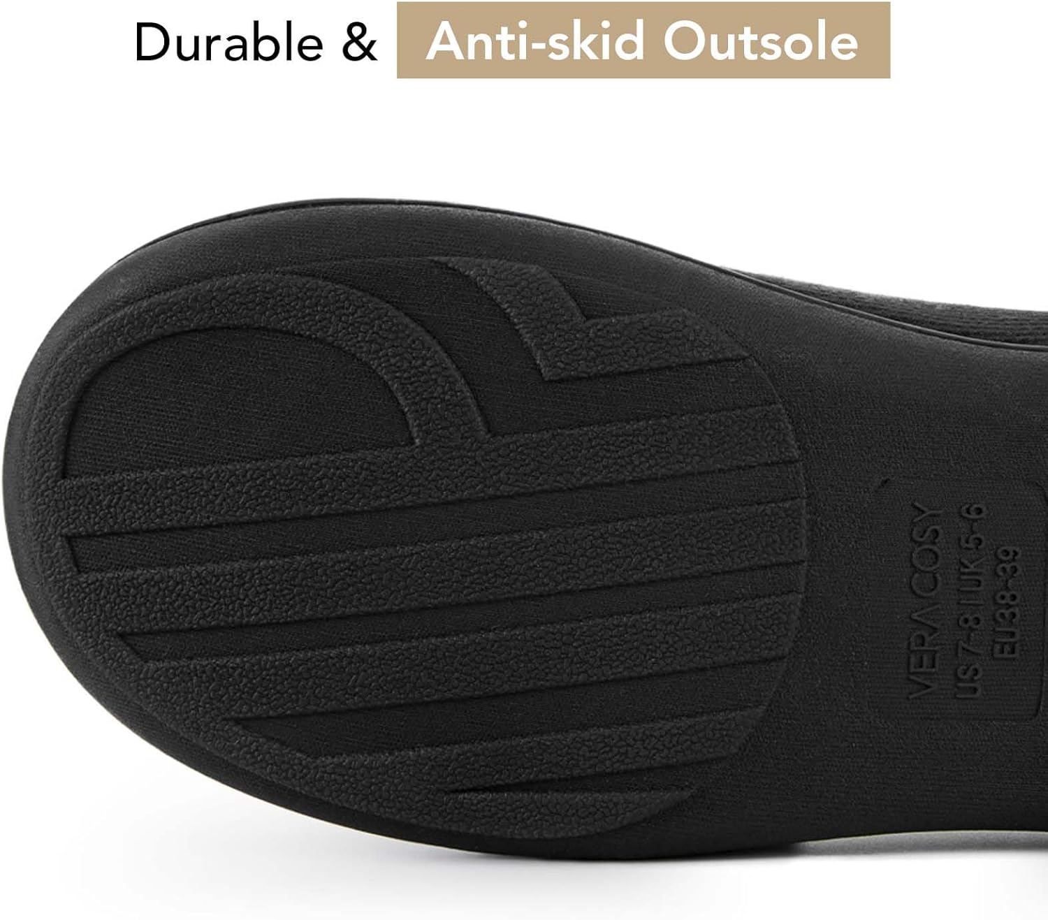 VeraCosy Women's Two-Tone Slippers Soft Comfy Knit Memory Foam Non-slip Indoor Outdoor House Shoes - Image 6