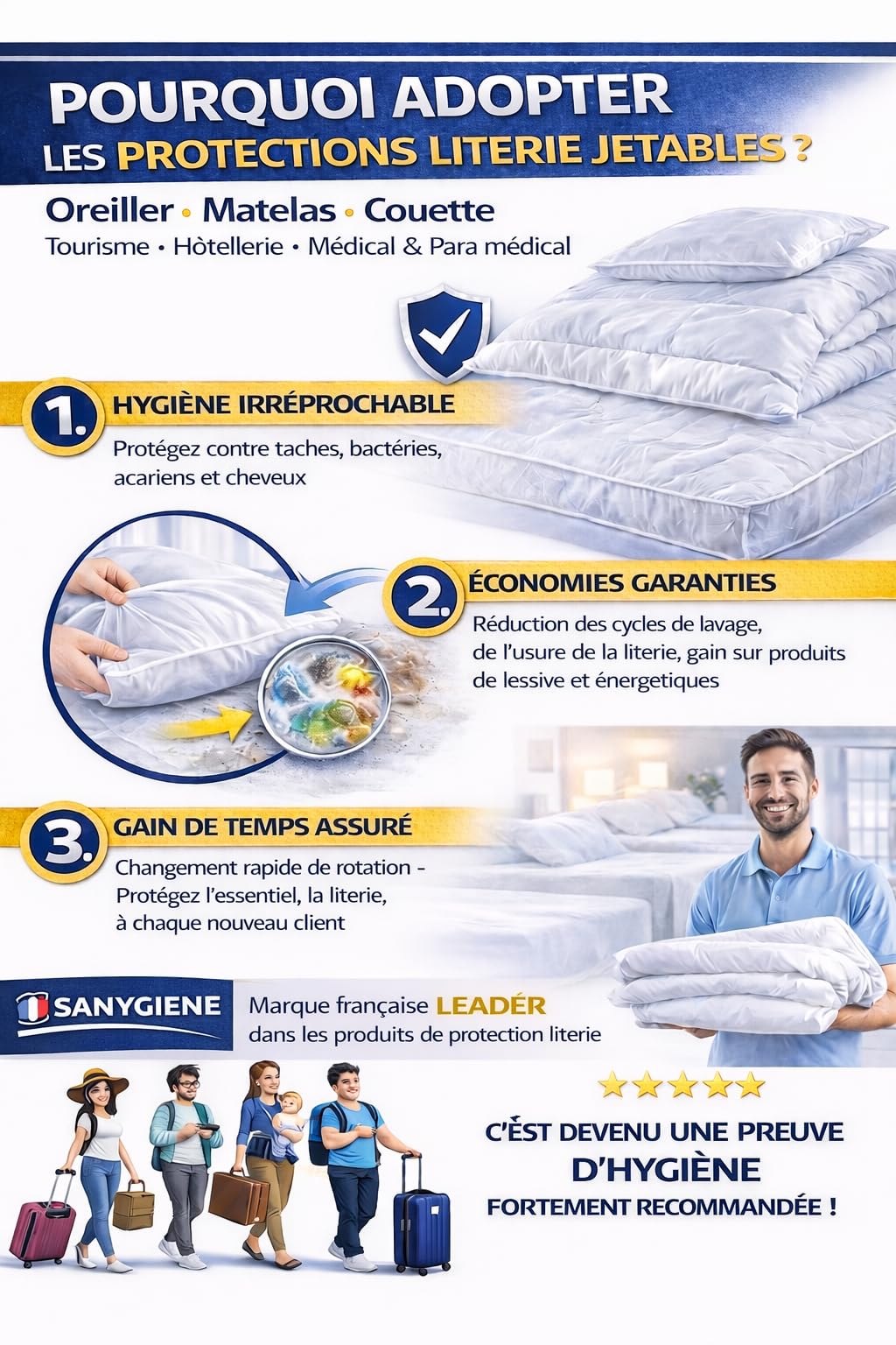 Protector de almohada higiénica de 50 x 70 cm | Juego de 25 fundas desechables | Protección antimanchas - Ácaros - Alergias - Cabello - Microbios y bacterias | Higiene Ropa de cama Médica & Turismo