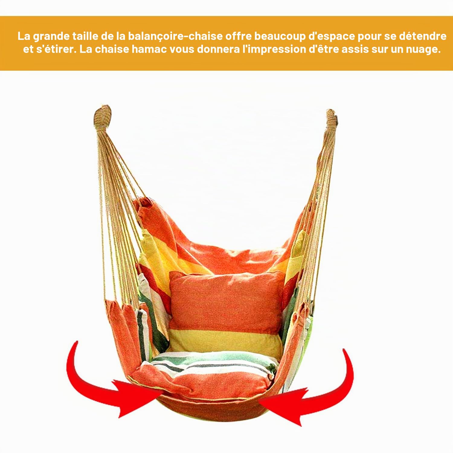 Hamac Extérieur Haut de Gamme - Hamac sur Pied Léger, Jardin et Balcon - Accessoire de Camping Idéal pour Vacances, Sieste et Détente (sans Coussin，Couleur Orange)