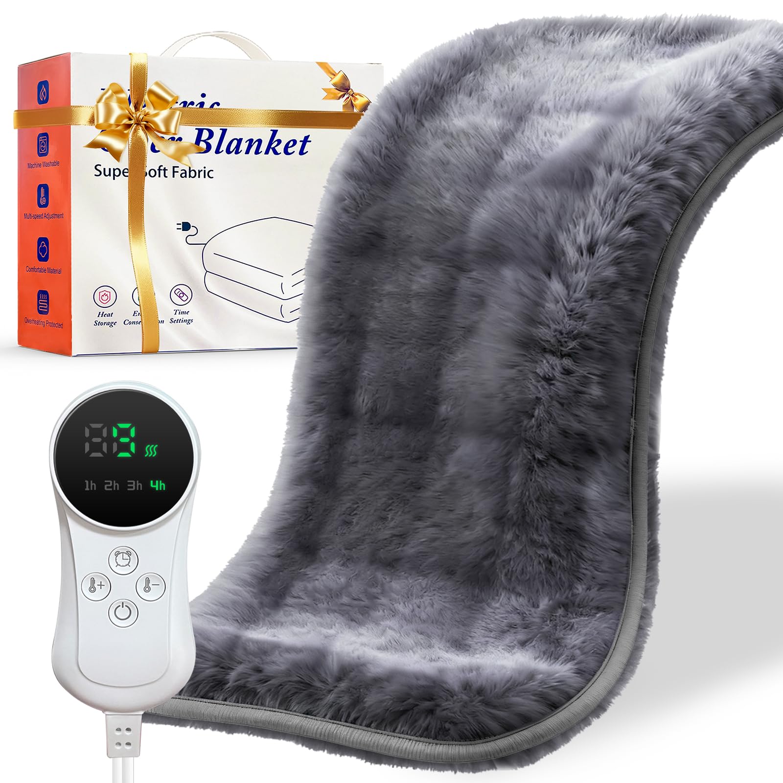 Termoforo Elettrico,Coperta Riscaldante Elettrica,Termoforo Lombare Cervicale Spalle Schiena Addome,Heating Pad con Spegnimento Automatico,Tappetino Riscaldante Lavabile Lavatrice 40 * 76