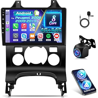 8 Core Qualcomm 4G + 64G Car Radio for Peugeot 3008 2009-2015 with Wireless Carplay & Android Car 9 Inch Android Car Radio with WiFi/GPS/Bluetooth 5.1/DPS Hi-Res/FM RDS Radio