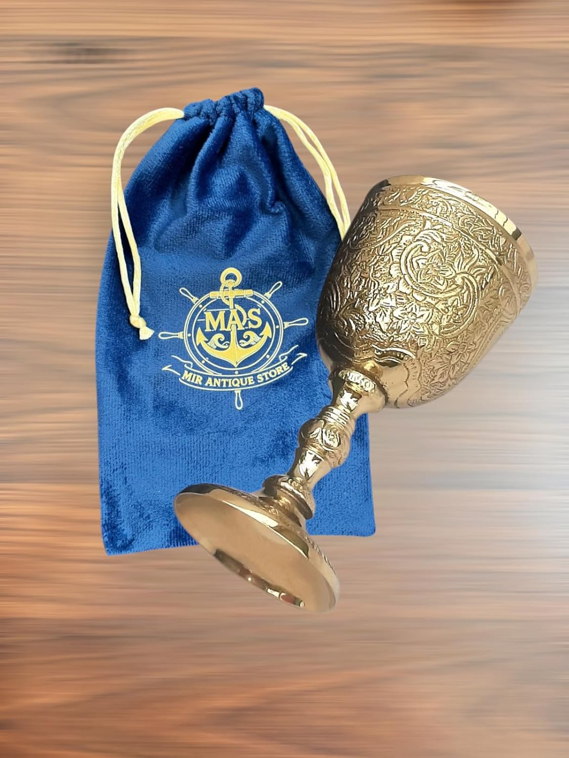 Solid Brass Wine Chalice – Premium Medieval Goblet Glass for Wine, Mead & Beer – Vintage Style Drinking Cup with Velvet Gift Case – Renaissance, Decor & Collectible Barware (Medieval Decor)