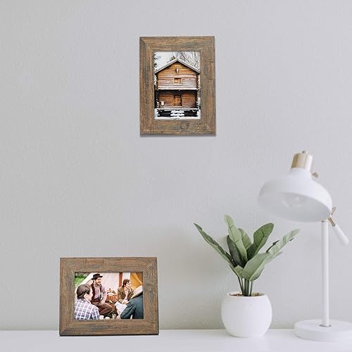 Miniatura 8 de Frametory, Portarretratos de 8 x 10 pulgadas y marco de fotos de 5 x 7 pulgadas, grano de madera marrón, regalos para días especiales, exhibición de