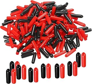 MECCANIXITY 200pcs Rubber End Caps Cover Assortment 2.5mm Vinyl Screw Thread Protector for Screw Bolt Black Red