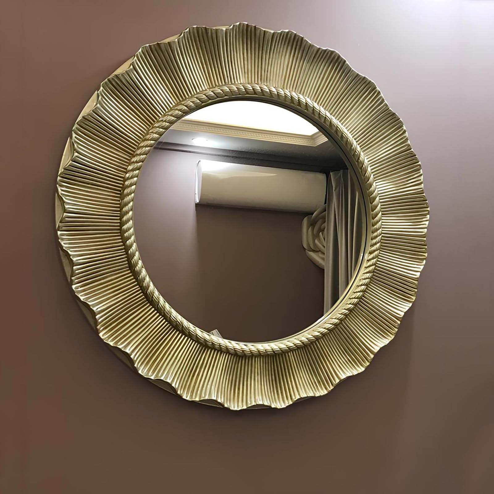 Miroir de salle de bain rond champagne 85cm moderne
