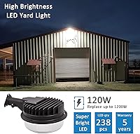 Vista 3 de Luz LED de Granero de 120W, 18000lm Iluminación de Patio Exterior de Anochecer a Amanecer con Fotocélula, 5000K Luz de Día, Reemplazo de 1200W