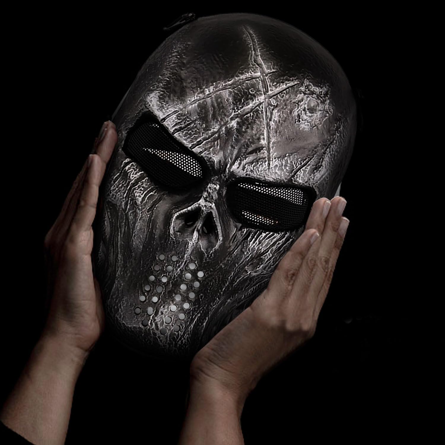 Easy Provider Skull Airsoft Paintball Caccia Full Face Protect Maschera Mesh Occhiali