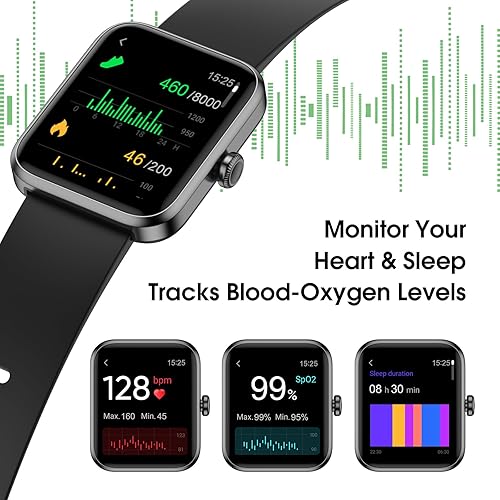 Miniatura 9 de Reloj inteligente, rastreador de actividad física con monitor de frecuencia cardíaca, oxígeno en sangre, rastreador de sueño, pantalla táctil de