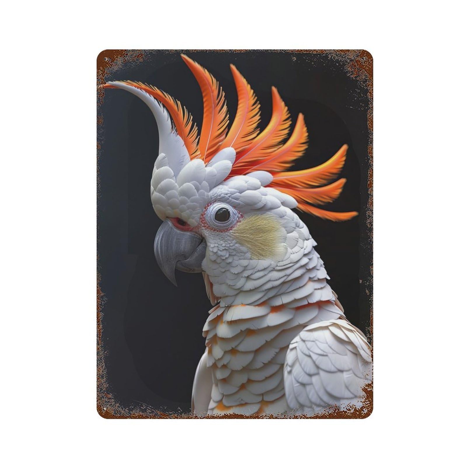 Cockatoo Weathered Tin Sign 15.7"x11.8", for Patio, Garden Room And Bar Decor, Farmhouse Wall Decor