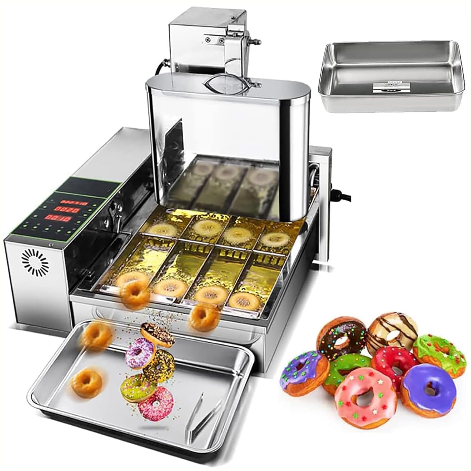 Commercial Donut Maker, Multi-Function Digital Donut Fryer, Adjustable Thickness, Suitable for Food Stalls, Exhibitions