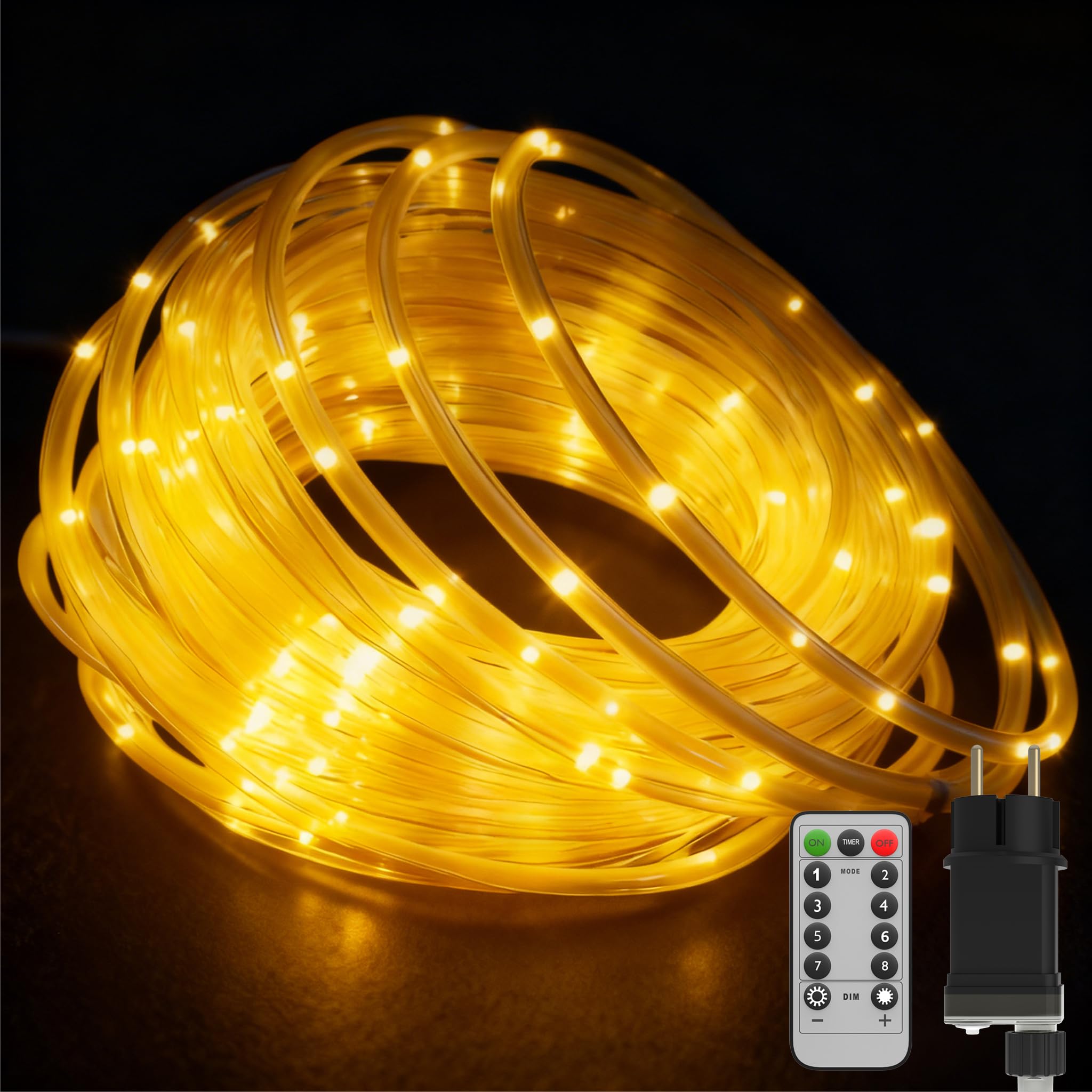 50 m, 500 diod LED, możliwość ściemniania, łańcuch świetlny LED z 8 trybami pracy i timerem, wąż zewnętrzny, klasa wodoszczelności IP44, Boże Narodzenie, oświetlenie dekoracyjne, oświetlenie