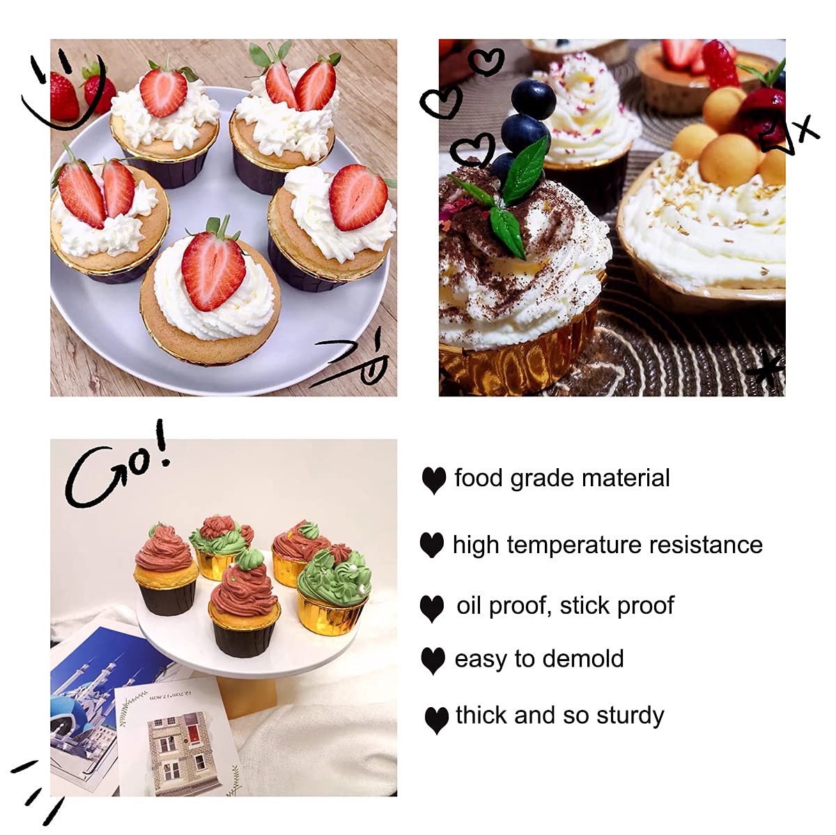 150 stuks cupcake-vormpjes, 7 x 6 x 5,5 cm muffinvormpjes