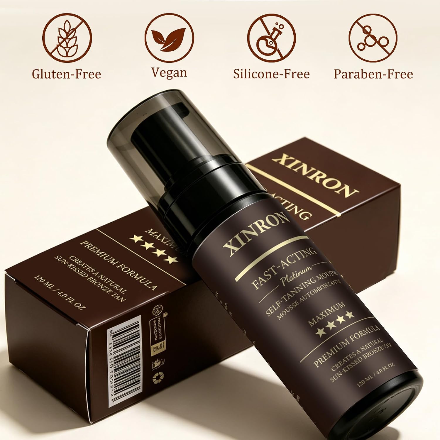 Premium Self-Tanning Mousse - Natural Looking Bronze Glow, Fast-Drying & Lightweight Formula, 4 fl. oz. (brown)