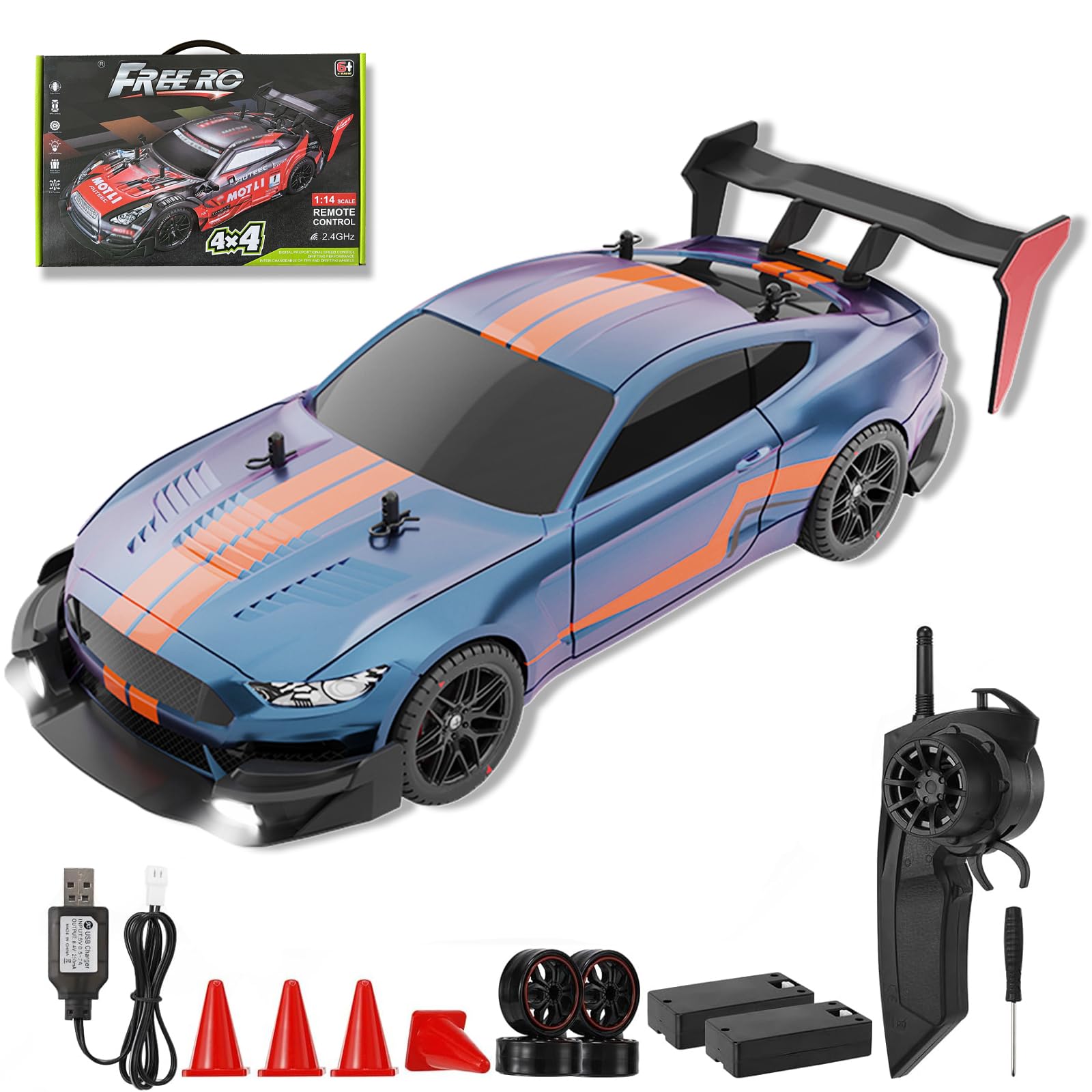 Authticar Drift RC Cars, Remote Control Car Racing Drifting Car 40km/h 4WD High Speed Remote Control Truck Kids Toy for Boys and Teenagers (Replaceable Tires)
