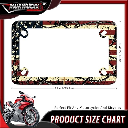 Miniatura 2 de Marco de placa de motocicleta con cruz de Jesús, bandera estadounidense, de acero inoxidable, divertido soporte para placa de motocicleta,