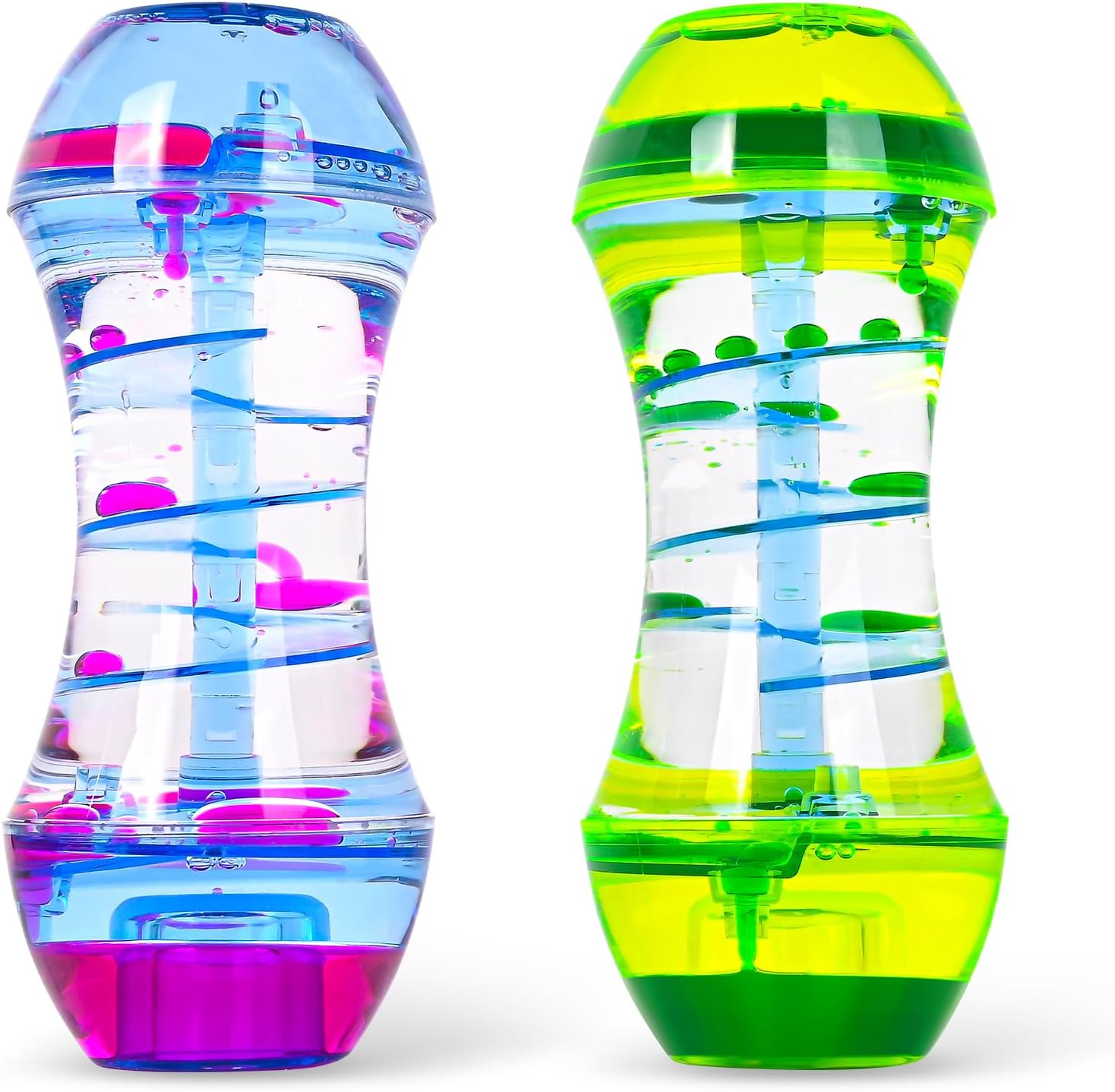 CAILINK Fidget Tubes 2 Pack – Liquid Motion Bubbler Timer Sensory Tubes, Stress Relief Toy for Kids & Adults, Calming for Home Office Desk & Classroom