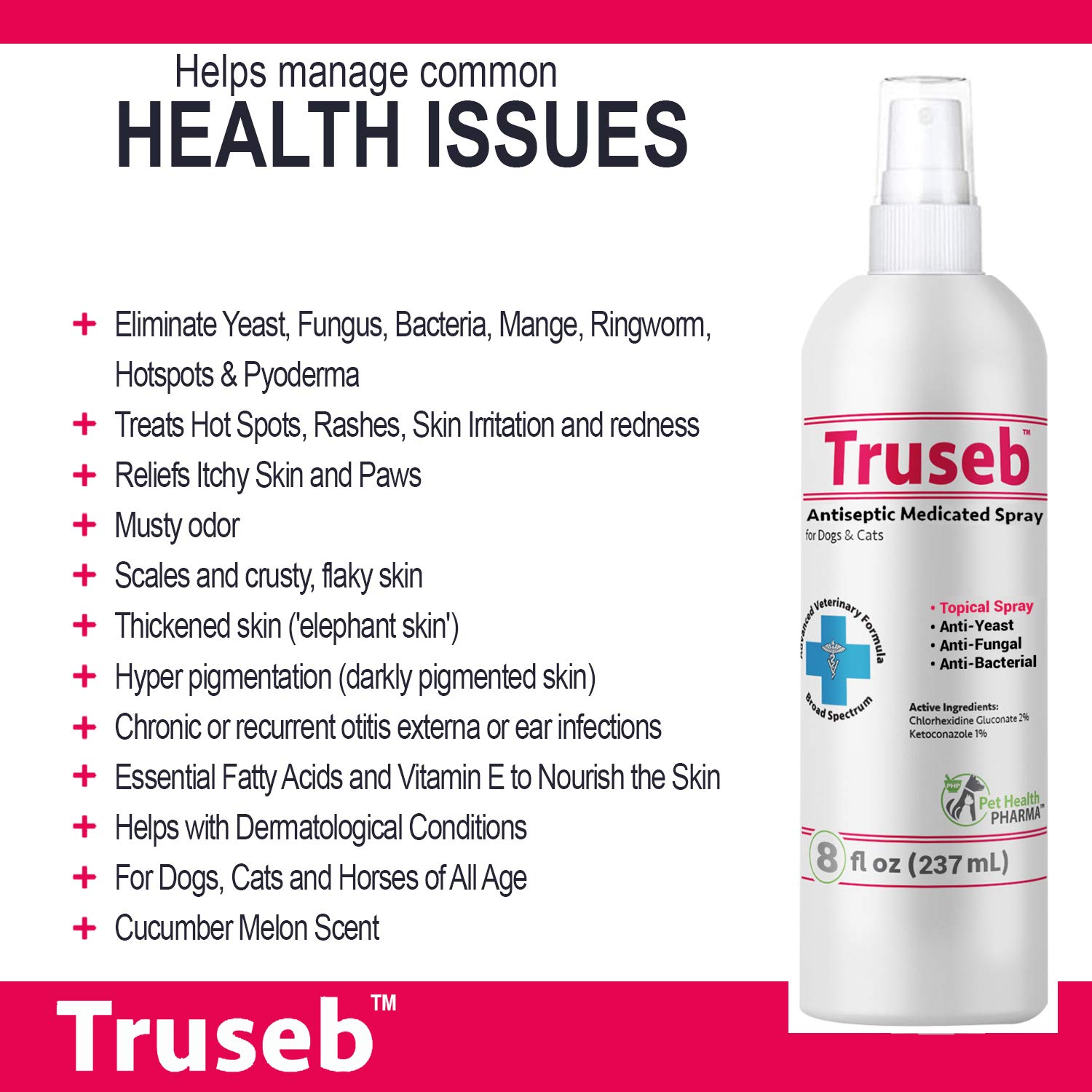 Pet Health Pharma Truseb Chlorhexidine Spray for Dogs & Cats