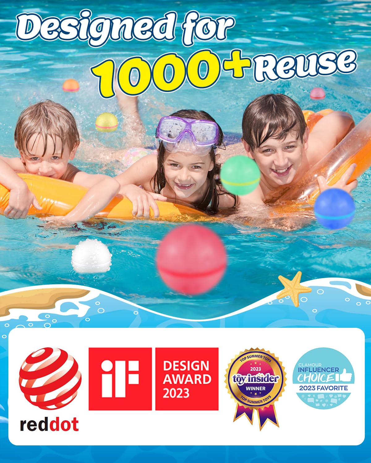 Mnytyel Reusable Water Balloons, Magnetic Self Sealing Quick Fill Water Balloons with Mesh Bag, Silicone Water Bomb For Kids, Summer Toys Swimming Pool Party Supplies Bath Toy Outdoor (8 Pack)