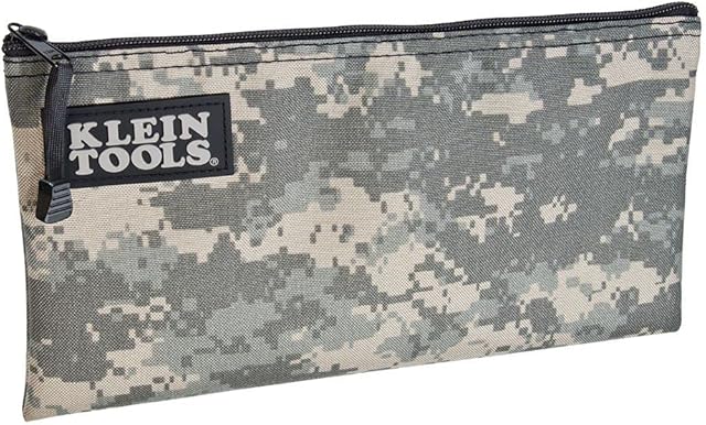 Klein Tools Bolsa com zíper 5139C, bolsa de ferramentas de nylon camuflada Cordura com fecho de zíper resistente, 30 x 18 cm