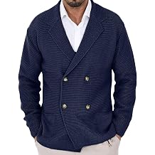 Mens Double Breasted Knit Blazer Jacket Casual Shawl Collar Cardigan Coat Lightweight Textured Knitwear Outerwear