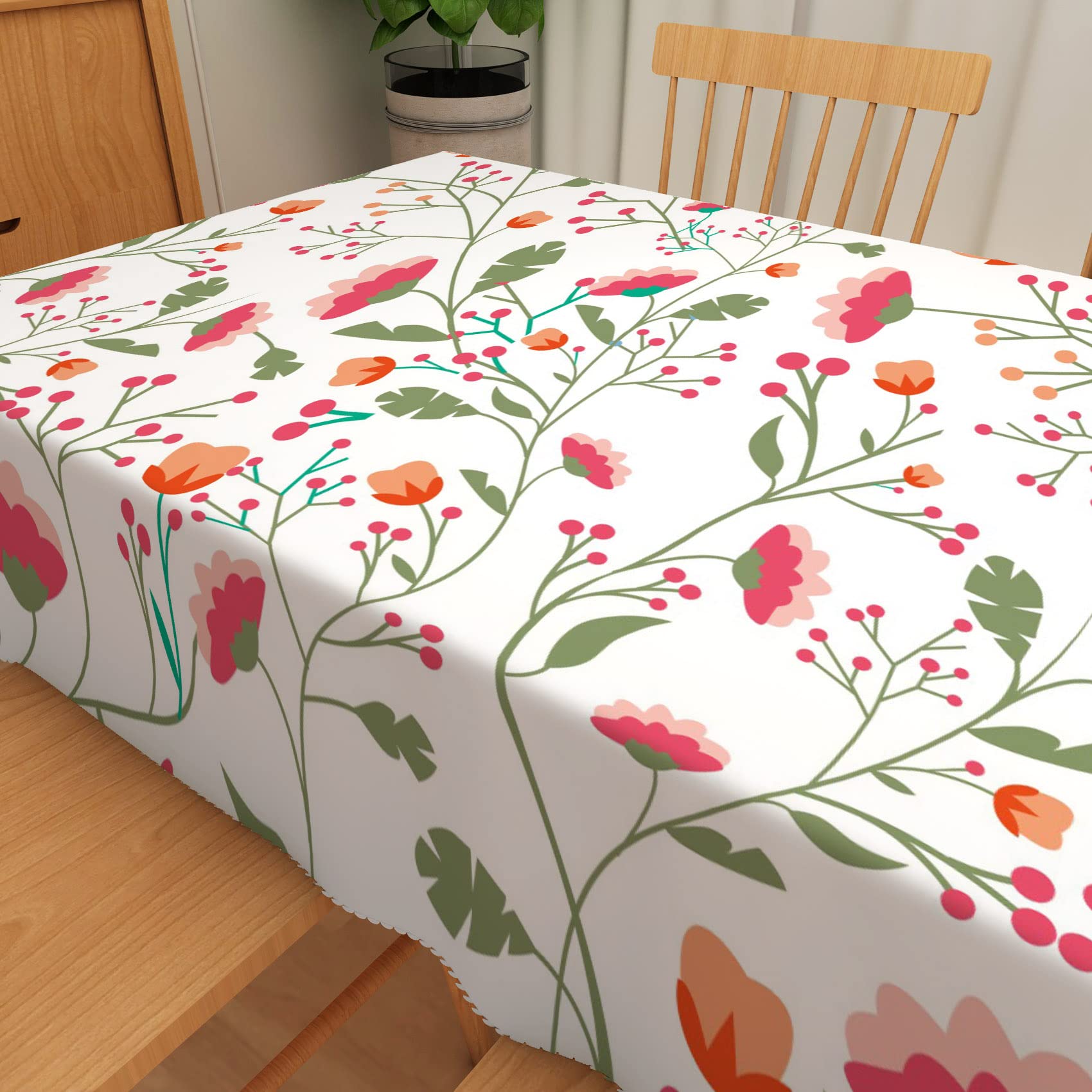 Elegante mantel floral de 274 x 178 cm, impermeable, rectangular, para comedor, diseño de flores pintadas a mano, mantel lavable y duradero para protección de mesa de cocina y comedor
