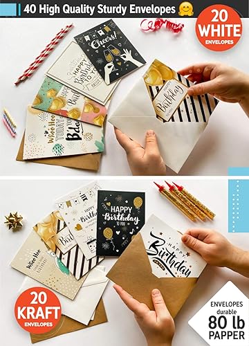 Miniatura 7 de Surtido de tarjetas de feliz cumpleaños, tarjetas de cumpleaños a granel, juego de caja variada de 5 x 7 pulgadas, paquete de 40 diseños únicos con